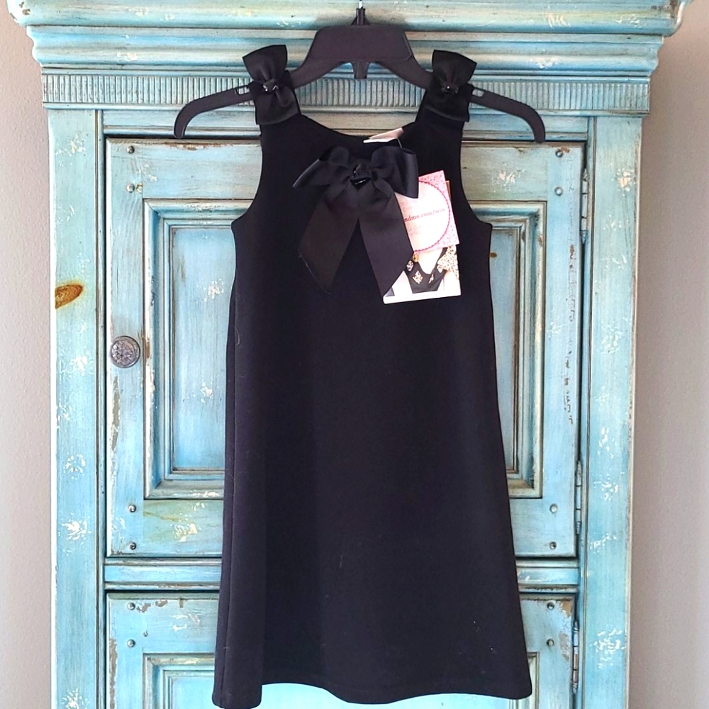 NWT Jenny&ME Girls black dress with bow size 8